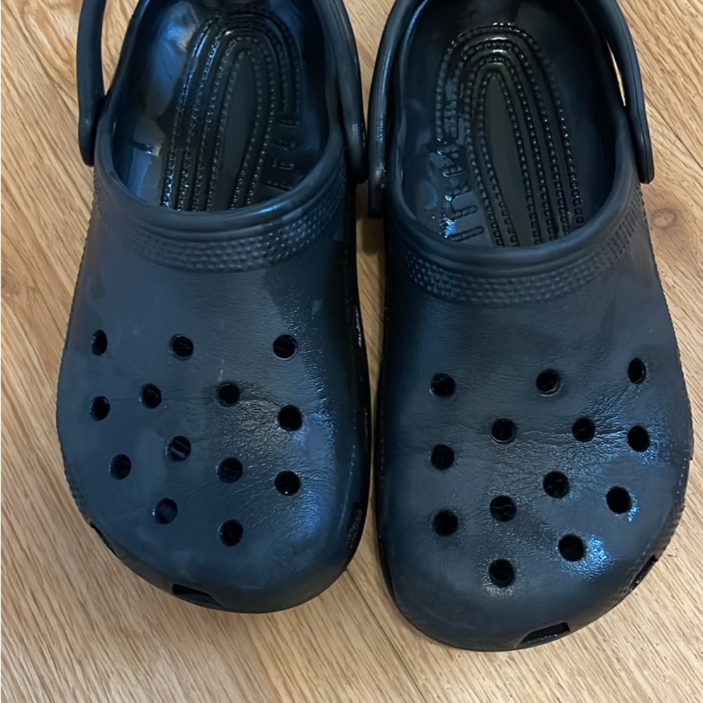 Kids black crocs size 2 - slightly worn